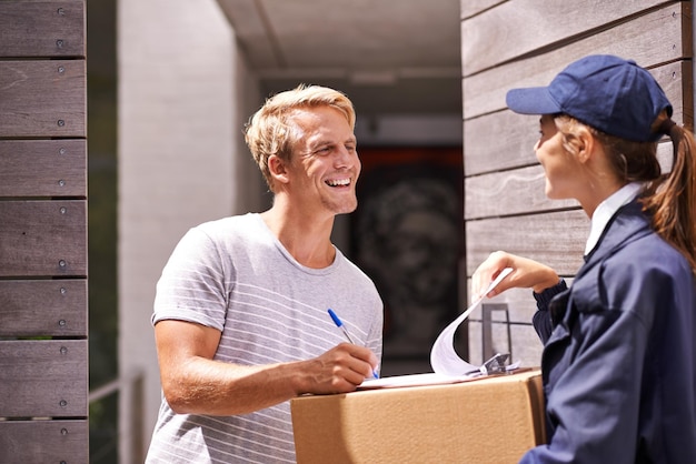 delivery courier man sign documents forms application package parcel box online shopping ecommerce people with paperwork shipping supply chain distribution home 590464 304091